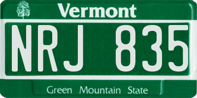 VT license plate NRJ835