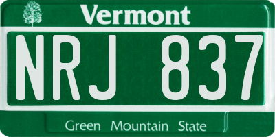 VT license plate NRJ837