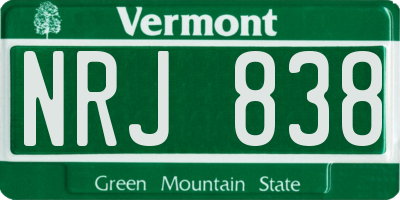 VT license plate NRJ838