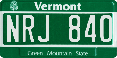 VT license plate NRJ840