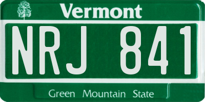 VT license plate NRJ841