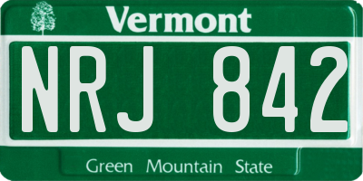 VT license plate NRJ842