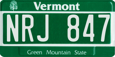VT license plate NRJ847