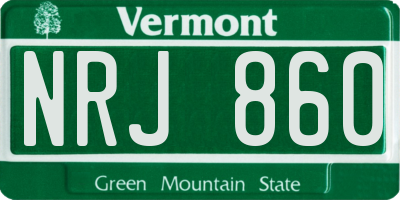 VT license plate NRJ860