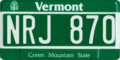 VT license plate NRJ870