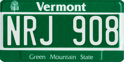 VT license plate NRJ908