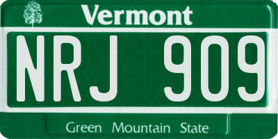 VT license plate NRJ909