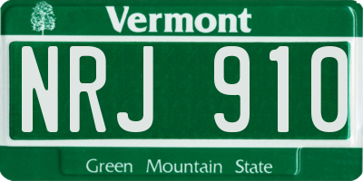 VT license plate NRJ910
