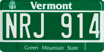 VT license plate NRJ914