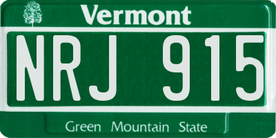 VT license plate NRJ915
