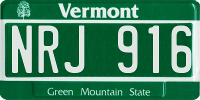 VT license plate NRJ916