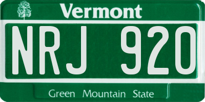VT license plate NRJ920