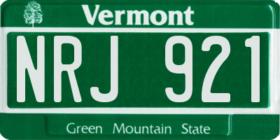 VT license plate NRJ921