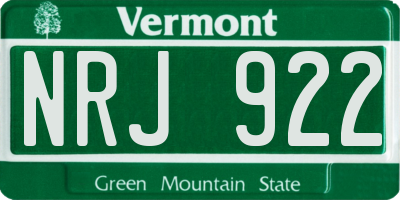 VT license plate NRJ922