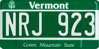 VT license plate NRJ923