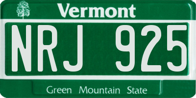 VT license plate NRJ925