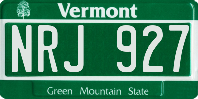 VT license plate NRJ927