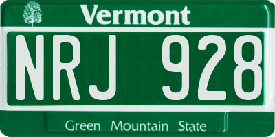 VT license plate NRJ928