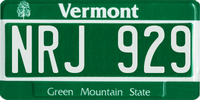 VT license plate NRJ929