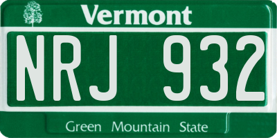VT license plate NRJ932