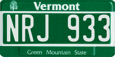 VT license plate NRJ933