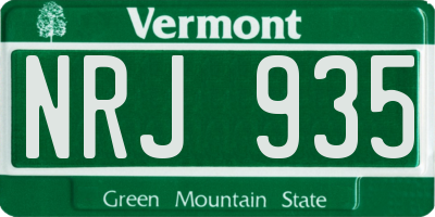 VT license plate NRJ935