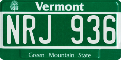 VT license plate NRJ936