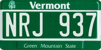 VT license plate NRJ937