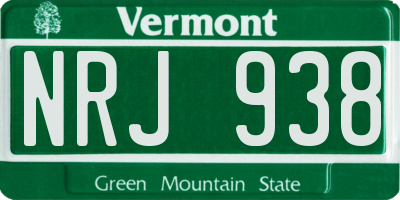 VT license plate NRJ938