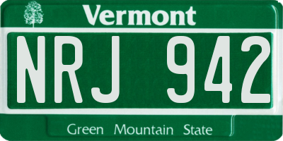VT license plate NRJ942