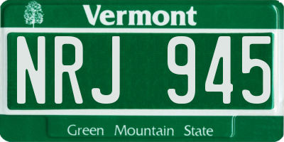 VT license plate NRJ945