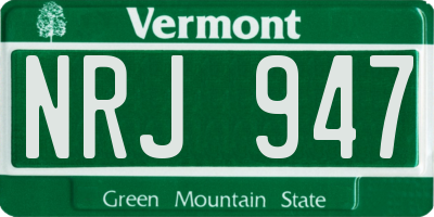 VT license plate NRJ947