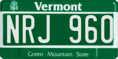 VT license plate NRJ960