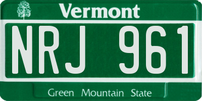 VT license plate NRJ961