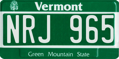 VT license plate NRJ965
