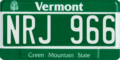 VT license plate NRJ966