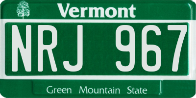 VT license plate NRJ967