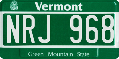 VT license plate NRJ968