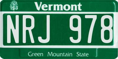 VT license plate NRJ978