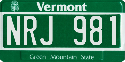 VT license plate NRJ981