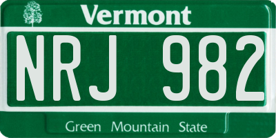 VT license plate NRJ982