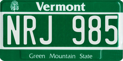 VT license plate NRJ985