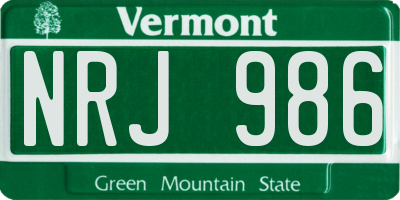 VT license plate NRJ986