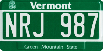VT license plate NRJ987