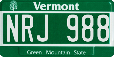 VT license plate NRJ988