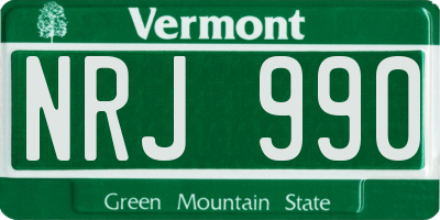 VT license plate NRJ990