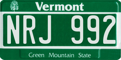 VT license plate NRJ992
