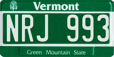 VT license plate NRJ993