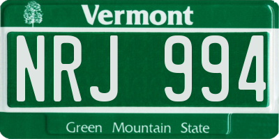 VT license plate NRJ994