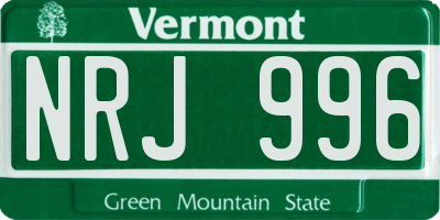VT license plate NRJ996